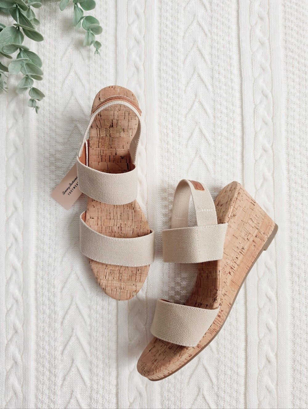 Tommy Bahama Women's Strappy Cork Wedges Heels Open Toe Pull On Tan Size 10 NWT